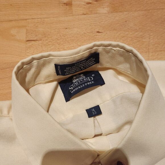 Stafford Wrinkle Free Oxford Button Down, Cream, Mens 16/33 - Picture 3 of 5